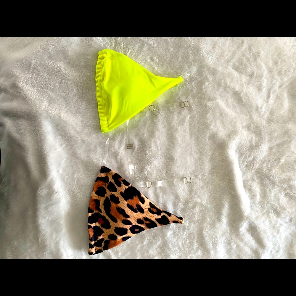 Neon leopard bikini top and bottom